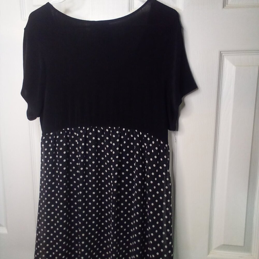 Citiknits Dress Women L Short Sleeve Polka Dot Black White - Picture 13 of 16